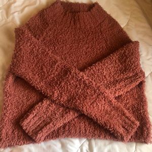 Forever 21 Peach Cropped Fuzzy Pullover